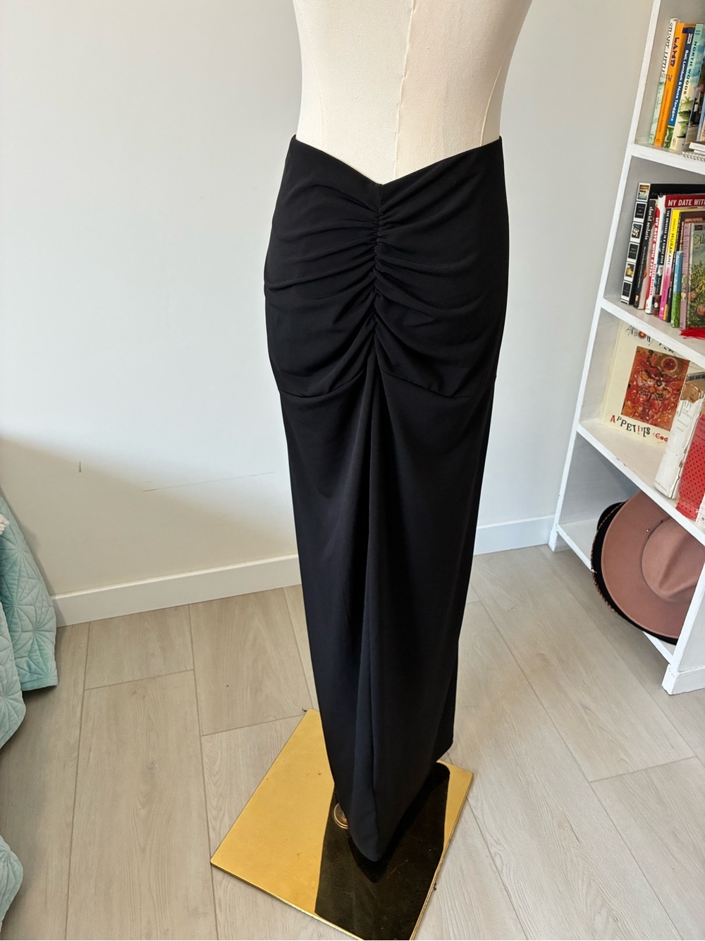 Na-Kd Black Ruched Maxi Skirt